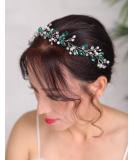 Deniferymakeup Silver Wedding Headband with Green Crystals | Elegant Hair Accessories for Women & Girls - International Shipping - Buy Online on GoSupps.com
