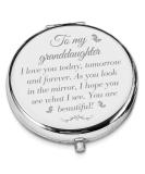 Granddaughter Gift: Inspirational Silver Engraved Travel Makeup Mirror - Perfect Compact Cosmetic Mirror for Granddaughter's Birthday, Christmas, or Graduation - Buy Online on GoSupps.com