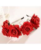 Chyooo red hair ripe rose headband ladies flower stirring girl flower tiara for wedding bride bride brides birthday party children party - Buy Online on GoSupps.com