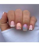 Justotry 24-Piece Colored Wavy Angular Nails - Short White French Press-On Nails Striped Artificial Fingernails for Women - Iridecent & Beautiful Square Design - Buy Online on GoSupps.com