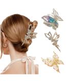 Colorful Hair Clips Set - 3 Large Strass Butterfly Clips for Women & Girls - Stylish Accessories for Every Occasion - Buy Online on GoSupps.com