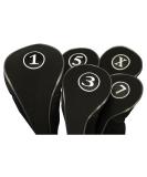 Black Golf Zipper Head Covers Set - Driver, Fairway Woods Headcovers - Neoprene Metal Design - Fits All Clubs - Buy Online on GoSupps.com