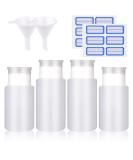 INFILILA Push Down Pump Dispenser Bottles Kit - 4PCS (2x180ml, 2x160ml) with Bonus Labels and Funnels - Ideal for Alcohol, Acetone, Polish, and Makeup Removal - Buy Online on GoSupps.com