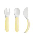 MAM Esslern cutlery consisting of a knife fork & spoon 3-part cutlery set with non-slip handles safe baby cutlery for left and right-handed from 6+ months yellow - Buy Online on GoSupps.com