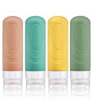 Brovamo Silicone Travel Bottles Set - 4 Leak-Proof 90ml Containers for Shampoo & Toiletries - Portable Travel Organizer - Warm Series Macaron Colors - Buy Online on GoSupps.com