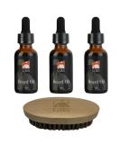 Shop G.B.S Beard Oil Set - 30ml 3 Bottles & Wooden Boar Bristle Brush | Premium Beard Care for Men - Buy Online on GoSupps.com