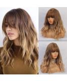 Haircube Short Bob Wig with Bangs - Heat-Resistant Synthetic Fiber for Women | Perfect for Parties Cosplay and Daily Wear - Brown Shadow Blonde - Buy Online on GoSupps.com