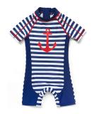 BONVERANO Baby Boy Long-Sleeved UV Protection Swimsuit Blue 9 Months - Buy Online on GoSupps.com