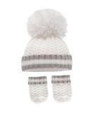 Royal Icon Baby Knitted Pom Pom Hat and Mittens Set - White Grey | NB-12 Months - Buy Online on GoSupps.com