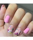 Colorful Daisy Flower Short Square Press-On Nails - 24Pcs Full Cover Acrylic French Tips for Women and Girls - Buy Online on GoSupps.com