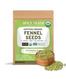 SPICE TRAIN, Fennel Seeds Organic (397g/14oz) 100% USDA Organic Raw Fennel Seed from Rajasthan, India | Anti-inflammatory | Fennel Seeds for Cooking, Smoothies & Lattes | Resealable Zip Lock Pouch - Buy Online on GoSupps.com