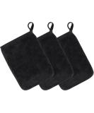 Kinhwa Washcloths & Microfiber Washing Gloves - Soft Reusable Terry Slimming Glove 15cm x 20cm 3-Piece Set - Black - Buy Online on GoSupps.com