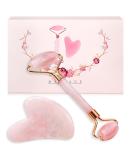 Buy Rose Quartz Roller & Gua Sha - Facial Beauty Tools for Skin Care Relaxation & Anti-Aging - Buy Online on GoSupps.com