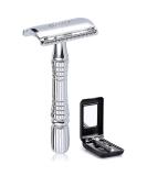 BAILI Classic 3-Piece Double Edge Safety Razor Wet Shaving for Men Women with Platinum Blade and Mirrored Travel Case BD176 Silver - Buy Online on GoSupps.com