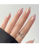 JUSTOTRY 24 Pcs Chrome Almond Short False Nails Solid Press on Nails Pattern Glossy Pink Fake Nails Short Mirror Oval French Medium Stick on Nails for Women and Teens Nails Art 26Chrome&solid1 - Buy Online on GoSupps.com