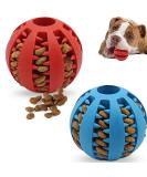 Speedy Panther 2Pcs Dog Treat Dispenser Ball Toy Interactive Dog Toys for Boredom Teeth Cleaning Chew Toy Rubber Ball for Puppy Small Dogs (S) 5cm Blue&Red - Buy Online on GoSupps.com