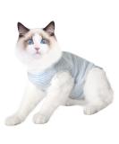 Dotoner Cat Recovery Suit - Surgical Shirt for Abdominal Wounds & E-Collar Alternative - S White Blue Stripes - Buy Online on GoSupps.com