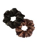 2 PCS Satin Silk Hair Scrunchies for Thick, Curly, and Thin Hair - Black & Brown - Buy Online on GoSupps.com