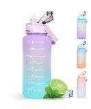 Codicile 2l drinking bottle BPA Free Sport drinks Krug with time marking & lock cover 2000ml of oscillation-safe motivation water bottle with straw portable handle pink drinking bottle purple-2l - Buy Online on GoSupps.com