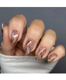 Buy Almond Press on Nails - Medium Length Oval Brown Marble Glossy Acrylic Glue on Nails for Women & Girls - Cute Almond Shaped False Nails A-12 - Buy Online on GoSupps.com