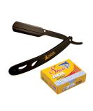 CS-102MB Professional Barber Shavette Razor - Matte Black Stainless Steel with 100 Shark Blades - Premium Cut Throat Razor for Precision Shaving - Buy Online on GoSupps.com