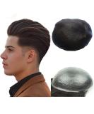 NLW Real Hair Toupee for Men - 0.06mm PU Transparent Thin Skin Hair Replacement System - 100% Natural European Human Hair - 10x8 Inches Deep Brown Wig - Buy Online on GoSupps.com