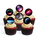 24 Space Wafer Cupcake Toppers Edible PREMIUM THICKNESS SWEETENED VANILLA Wafer Rice Paper Cupcake Toppers/Decorations - Buy Online on GoSupps.com