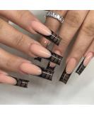 YoYoee Black Long Coffin Press on Nails - 24PCS French False Nails for Women and Girls - Buy Online on GoSupps.com