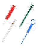 4-Piece Pet Pill Shooter Syringe Dispenser Set for Cats Dogs - Safe Reusable Medical Feeding Tool in Blue, Green, Red & White - Buy Online on GoSupps.com