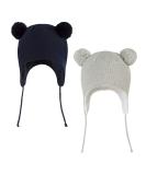 LANGZHEN Toddler Winter Hat Earflap Knit Warm Cap Fleece Lined Beanie for Baby 6-12 Months Navy+Grey - Buy Online on GoSupps.com
