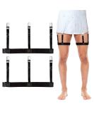 Adjustable Men's Shirt Holders - Elastic Braces with Non-Slip Clamps | Flexible Shirt Bracket - Black (1 Pair) - Buy Online on GoSupps.com