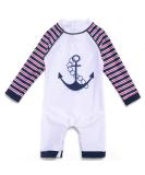 BONVERANO Baby Boys Anchor Swimsuit | UPF 50+ Long-Sleeve Toddler Bathing Suit 6-9 Months - Buy Online on GoSupps.com