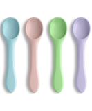 Vicloon Baby Spoons - Set of 4 Silicone Self-Feeding Weaning Spoons for Kids, Toddlers, Children, and Infants - Macarons - Buy Online on GoSupps.com