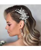 Easedaily Rhinestone Bride Wedding Hair Comb - Silver Crystal Bridal Hair Piece with Pearl Accents for Women and Girls - Buy Online on GoSupps.com