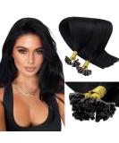 LAAVOO Black Remy Hair Extensions - 1g/s Bonding U-Tip Real Hair 50g 40cm #1 - Buy Online on GoSupps.com
