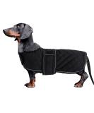 Minezi Waterproof Dachshund Winter Jacket - Cozy Wool Lining & Adjustable Straps | Black XS (31-32cm) - Ideal Dog Clothing - Buy Online on GoSupps.com