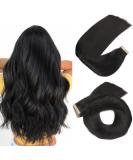 Hotlulana 20-Inch Natural Black Tape Extensions - 100% Real Hair 50g Skin Weft 20PCs Invisible Hair Extensions (#1B) - Buy Online on GoSupps.com