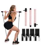 Adjustable Pilates Bar Kit with 4 Resistance Bands - Portable Pilates Bar Stick for Home Workout & Gym Fitness | Pink - Buy Online on GoSupps.com