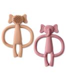 Vicloon Baby Bite Toys - 2 Pack Silicone Dental Aids BPA-Free Chew Rings for Gums Pink Elephant & Brick Red Perfect for 3 Months+ - Buy Online on GoSupps.com