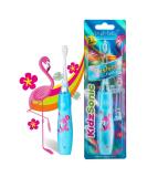 Brush Baby KidzSonic Electric Toothbrush for Kids 3+ Years - Gentle Vibration, Smart Timer, Disco Lights - Flamingo - Buy Online on GoSupps.com