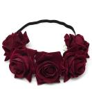 HONBAY Rose Flower Crown Headband - 7cm Red Wine Wedding Festival Hair Garland - Buy Online on GoSupps.com