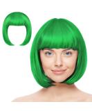 AOMIG Short Bob Wig for Women 3 Pack Short Green Bob Wigs Set with 2 Wig Cap Neon Fancy Dress Accessory Cosplay Party Wig Synthetic Straight Wig for Daily Halloween Decorations Green/B - Buy Online on GoSupps.com
