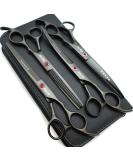 7.0in Titanium Professional dog Grooming Scissors set,Straight & Thinning & Curved scissors 4pcs set for Dog grooming (Bright black) - Buy Online on GoSupps.com