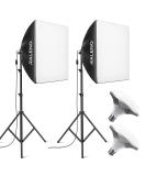 RALENO Softbox Lighting Kit with 50W LED Bulbs for Portrait and Product Photography | 20''X20'' Reflectors for Live Streaming and Advertising - Buy Online on GoSupps.com