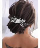Unsutuo Silver Crystal Bridal Hair Comb with Pearl Accents - Wedding Hair Accessory for Women and Girls - Buy Online on GoSupps.com
