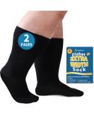 2 Pairs Wide Diabetic Socks for Men & Women | Non-Binding Loose Fit Plus Size Edema & Lymphedema Socks - Comfortable Support for Swollen Feet & Ankles - All Black - Buy Online on GoSupps.com
