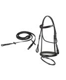 Premium Start Diamond Bridle for Horses - English Combined Riding Stitches Leather Reins 19mm Belt Wings - Ideal for Pony Thoroughbred and Warmblood - Stylish Black Bangs - Buy Online on GoSupps.com