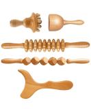 Set of 5 Wooden Massager Rollers for Cellulite & Lymph Drainage - Maderotherapy Wood Therapy Tool with Box - Buy Online on GoSupps.com