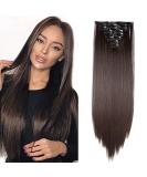 Ombre Colorful Synthetic Hair Extensions 26 Dark Brown Full Head Clip-In Hairpiece - Buy Online on GoSupps.com
