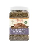 Whole Brown Flax Seeds by Pride of India Omega-3 & Lignan Superfood Jar All Natural Vegan Friendly Good for Mind & Dash Diet - Farm to Table Freshness 44 Oz. Jar - Buy Online on GoSupps.com
